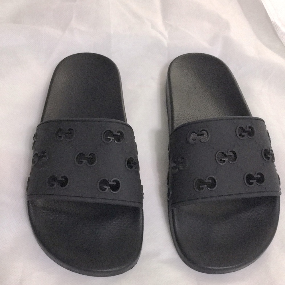 Comfortable black slippers.